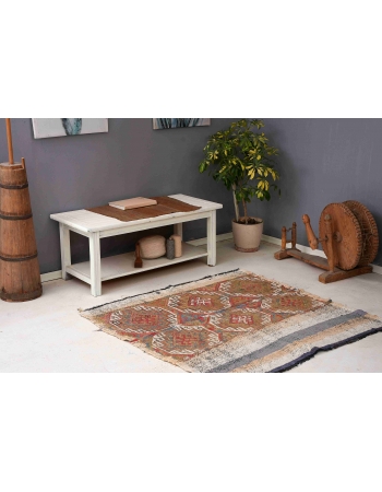 Decorative Vintage Embroidered Kilim Rug - 4`7″ x 4`8″