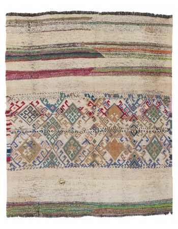 Vintage Decorative Turkish Kilim Rug - 4`7″ x 4`8″