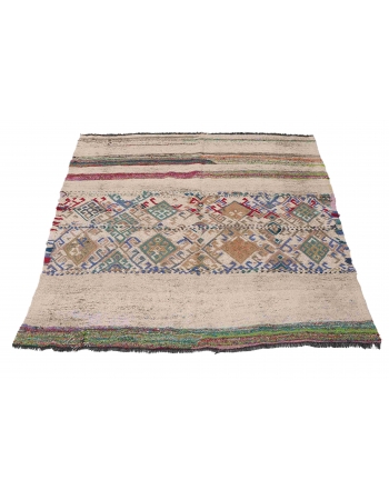 Vintage Decorative Turkish Kilim Rug - 4`7″ x 4`8″