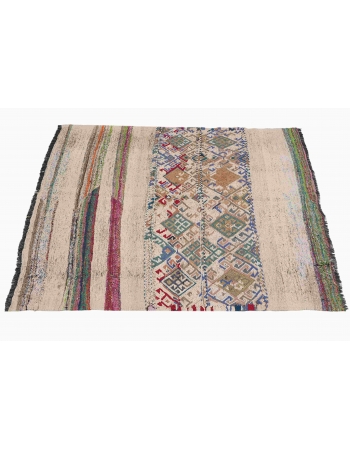 Vintage Decorative Turkish Kilim Rug - 4`7″ x 4`8″