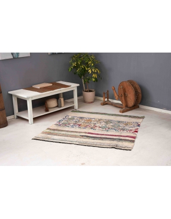 Vintage Decorative Turkish Kilim Rug - 4`7″ x 4`8″