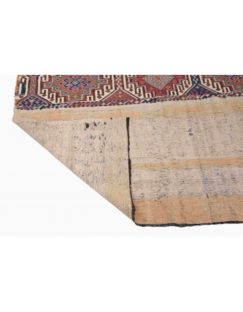 Embroidered Turkish Vintage Kilim Rug - 5`0″ x 6`1″
