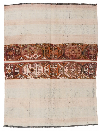 Vintage Decorative Turkish Embroidered Rug - 4`0″ x 5`1″