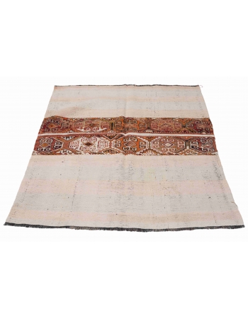 Vintage Decorative Turkish Embroidered Rug - 4`0″ x 5`1″
