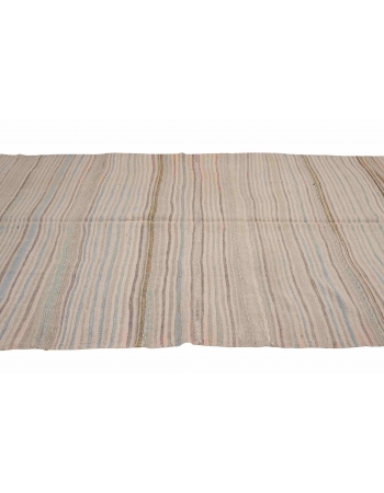 Striped Vintage Faded Turkish Kilim Rug - 5`2″ x 14`10″
