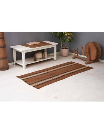 Brown Vintage Turkish Kilim Rug - 2`7″ x 5`9″