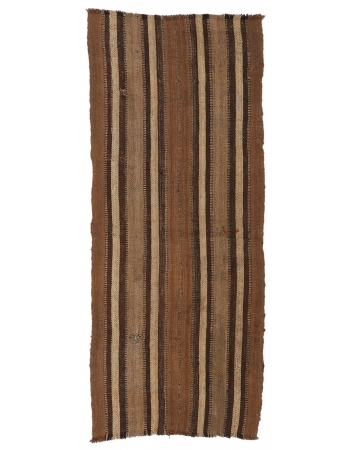 Striped Brown Vintage Turkish Kilim Rug - 2`8″ x 6`4″