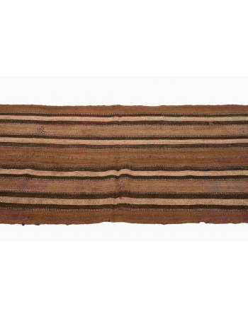 Striped Brown Vintage Turkish Kilim Rug - 2`8″ x 6`4″