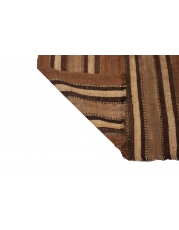 Striped Brown Vintage Turkish Kilim Rug - 2`8″ x 6`4″