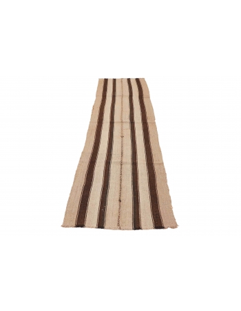 Brown & Ivory Vintage Striped Kilim Rug - 2`3″ x 8`11″
