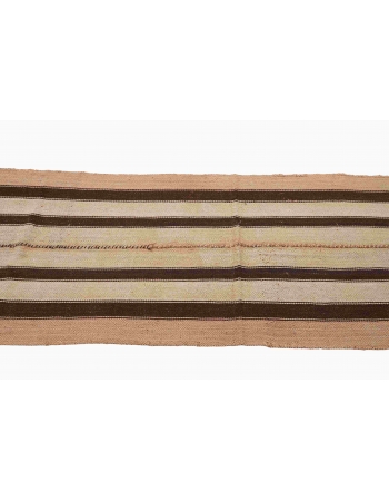 Brown & Ivory Vintage Striped Kilim Rug - 2`3″ x 8`11″