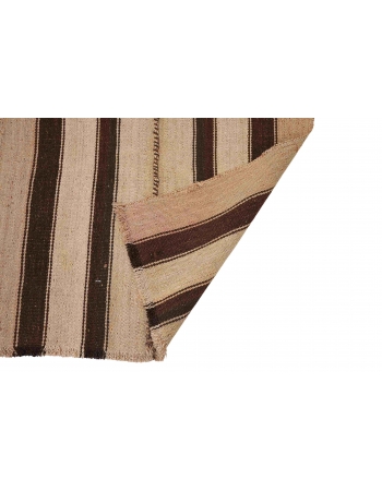 Brown & Ivory Vintage Striped Kilim Rug - 2`3″ x 8`11″