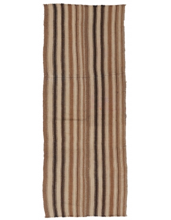 Vintage Brown Turkish Kilim Runner - 2`7″ x 7`9″