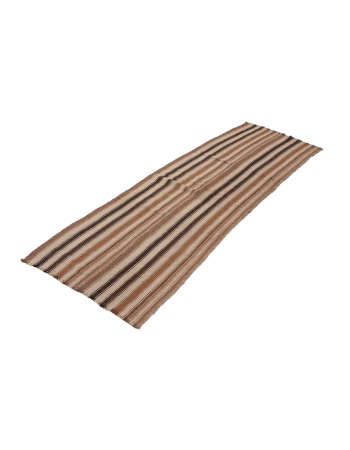 Vintage Brown Turkish Kilim Runner - 2`7″ x 7`9″