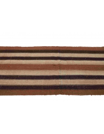 Striped Vintage Brown Kilim Runner - 2`6″ x 9`7″