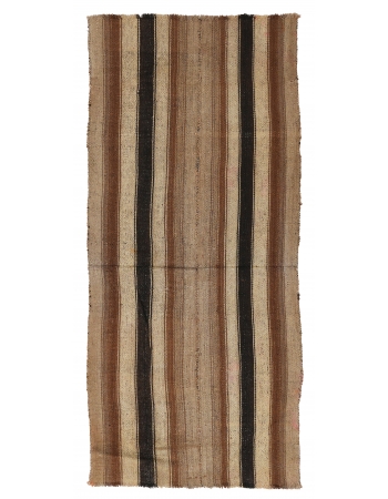 Brown Striped Vintage Kilim Rug - 2`10″ x 6`7″