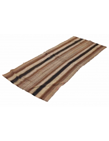 Brown Striped Vintage Kilim Rug - 2`10″ x 6`7″