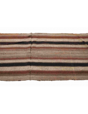 Brown Striped Vintage Kilim Rug - 2`10″ x 6`7″