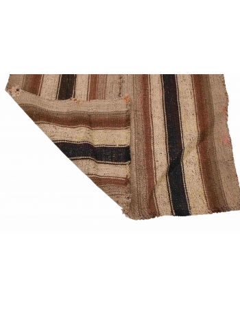 Brown Striped Vintage Kilim Rug - 2`10″ x 6`7″