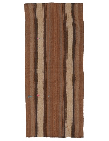 Brown Vintage Turkish Kilim Rug - 2`6″ x 5`11″