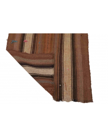 Brown Vintage Turkish Kilim Rug - 2`6″ x 5`11″