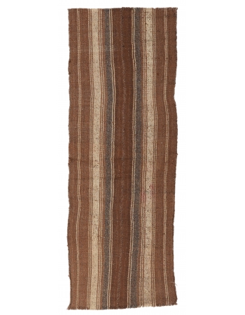 Striped Vintage Brown Kilim Runner - 2`6″ x 6`9″