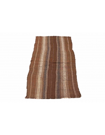 Striped Vintage Brown Kilim Runner - 2`6″ x 6`9″