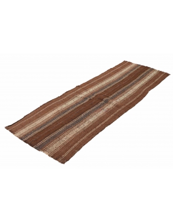 Striped Vintage Brown Kilim Runner - 2`6″ x 6`9″