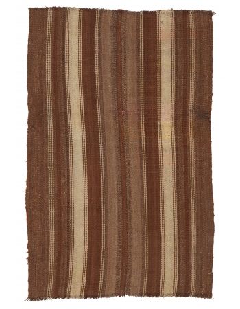 Small Vintage Brown Kilim Rug - 2`9″ x 3`11″