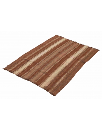 Small Vintage Brown Kilim Rug - 2`9″ x 3`11″