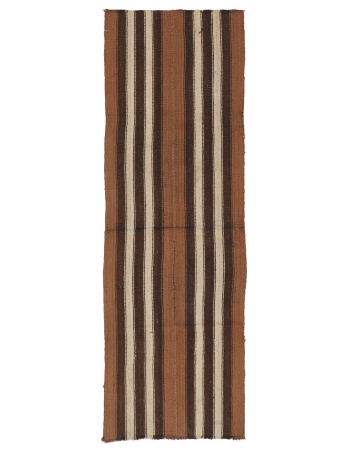 Striped Brown Vintage Kilim Runner - 2`6″ x 8`2″