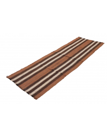 Striped Brown Vintage Kilim Runner - 2`6″ x 8`2″
