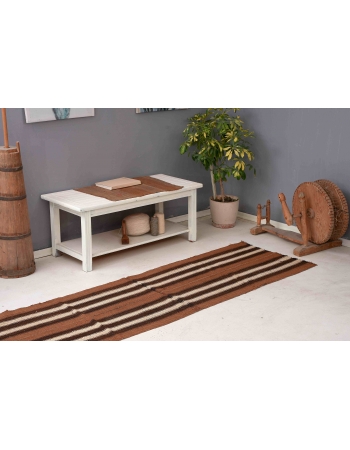 Striped Brown Vintage Kilim Runner - 2`6″ x 8`2″