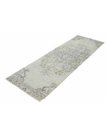 Green Overdyed Vintage Runner - 2`6″ x 7`7″