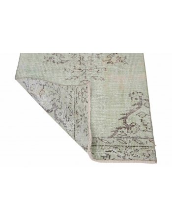 Green Overdyed Vintage Runner - 2`6″ x 7`7″