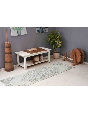 Green Overdyed Vintage Runner - 2`6″ x 7`7″