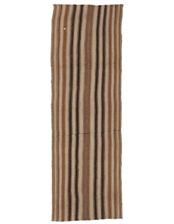 Striped Vintage Brown Kilim Runner - 2`7″ x 8`3″