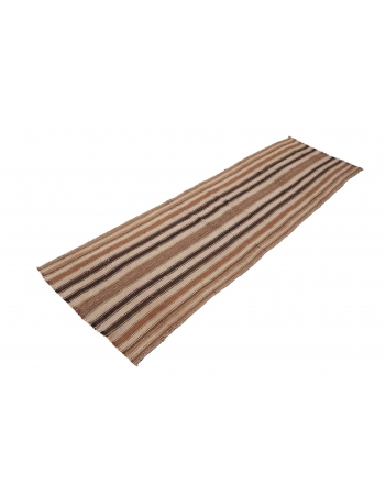Striped Vintage Brown Kilim Runner - 2`7″ x 8`3″