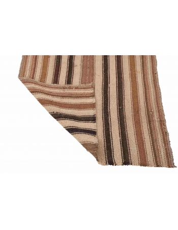 Striped Vintage Brown Kilim Runner - 2`7″ x 8`3″