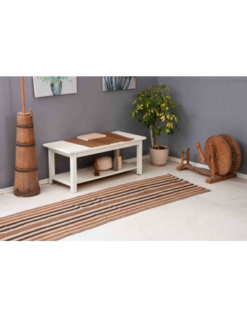 Striped Vintage Brown Kilim Runner - 2`7″ x 8`3″