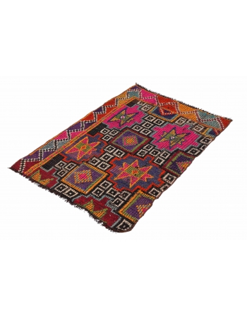 Small Vintage Colorful Ebroidered Kilim - 2`5″ x 3`5″