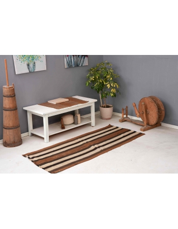 Brown Striped Vintage Kilim Runner - 2`7″ x 6`3″