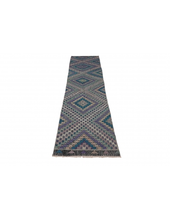 Embroidered Vintage Kilim Runner - 2`6″ x 14`1″