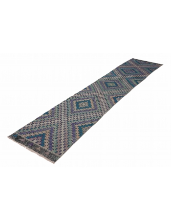 Embroidered Vintage Kilim Runner - 2`6″ x 14`1″