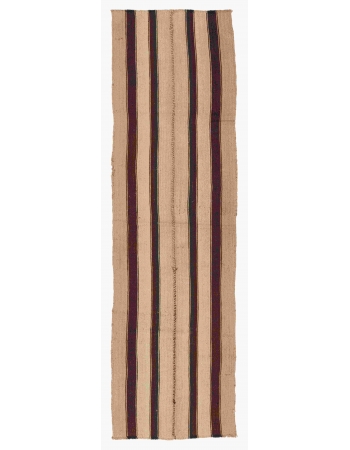 Brown & Ivory Vintage Striped Kilim Rug - 2`3″ x 8`11″