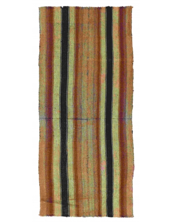 Brown Striped Vintage Kilim Rug - 2`10″ x 6`7″
