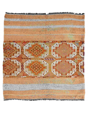 Decorative Vintage Embroidered Kilim Rug - 4`7″ x 4`11″