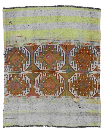 Embroidered Decorative Kilim Rug - 4`9″ x 5`5″