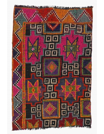 Small Vintage Colorful Ebroidered Kilim - 2`5″ x 3`5″