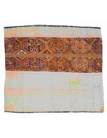 Small Vintage Embroidered Kilim Rug - 3`9″ x 4`1″